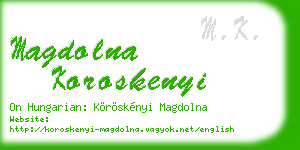 magdolna koroskenyi business card